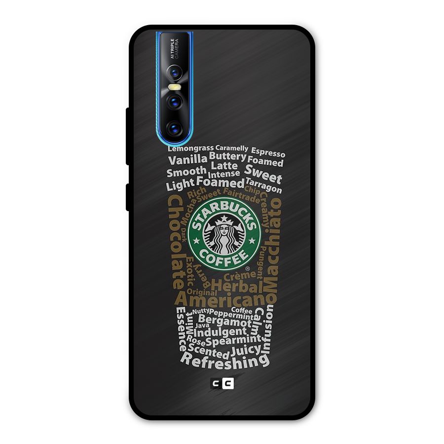Glass StarBucks Metal Back Case for Vivo V15 Pro