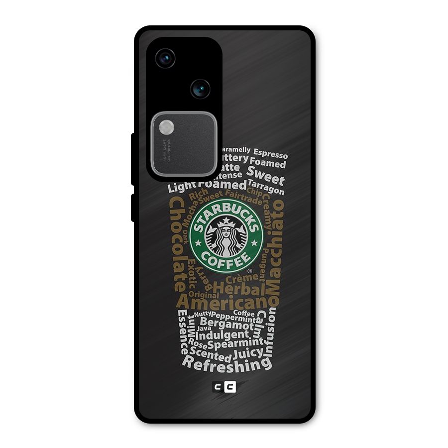 Glass StarBucks Metal Back Case for Vivo V30