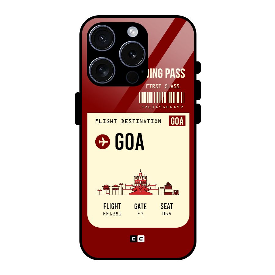 Goa Boarding Pass Glass Back Case for iPhone 15 Pro