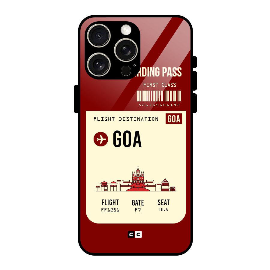 Goa Boarding Pass Glass Back Case for iPhone 15 Pro Max