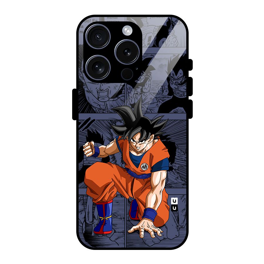 Goku Manga Art Glass Back Case for iPhone 15 Pro