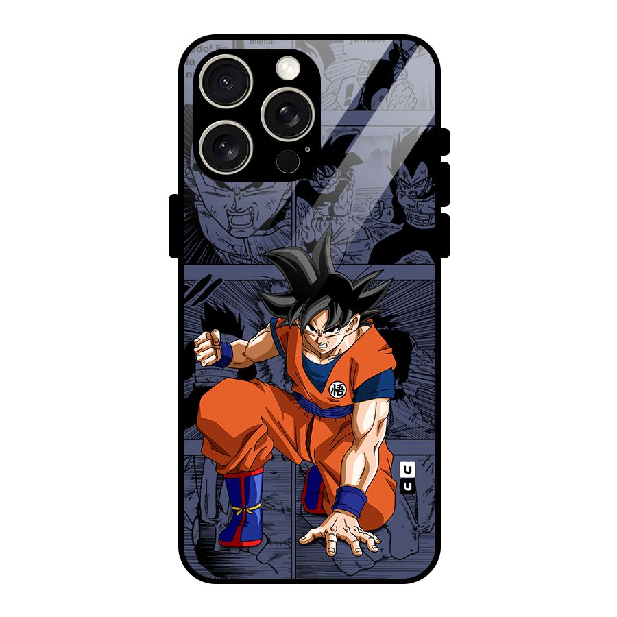Goku Manga Art Glass Back Case for iPhone 15 Pro Max