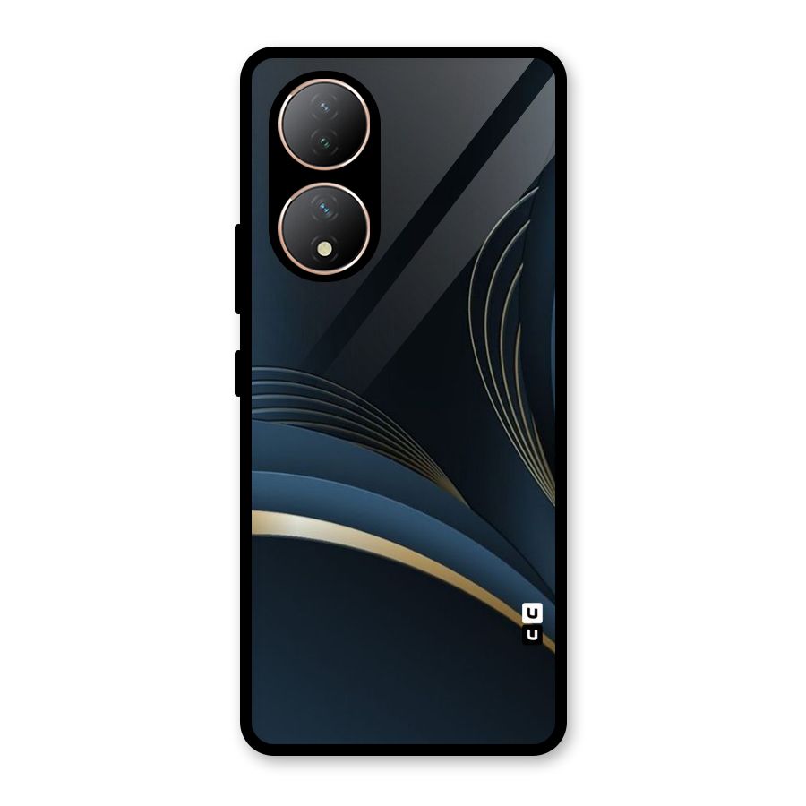 Gold Blue Beauty Glass Back Case for Vivo Y100A