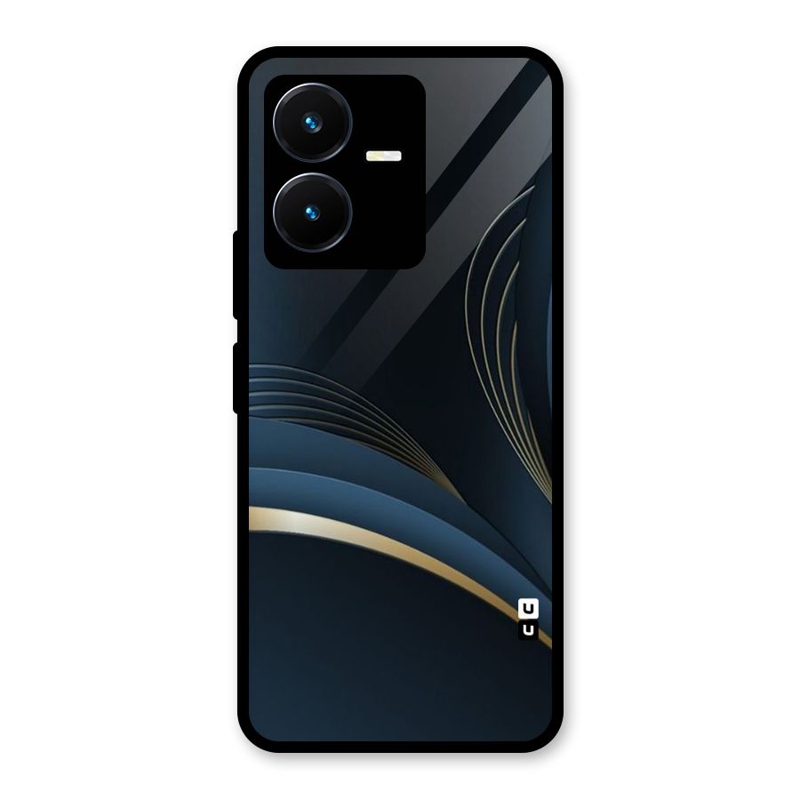 Gold Blue Beauty Glass Back Case for Vivo Y22s