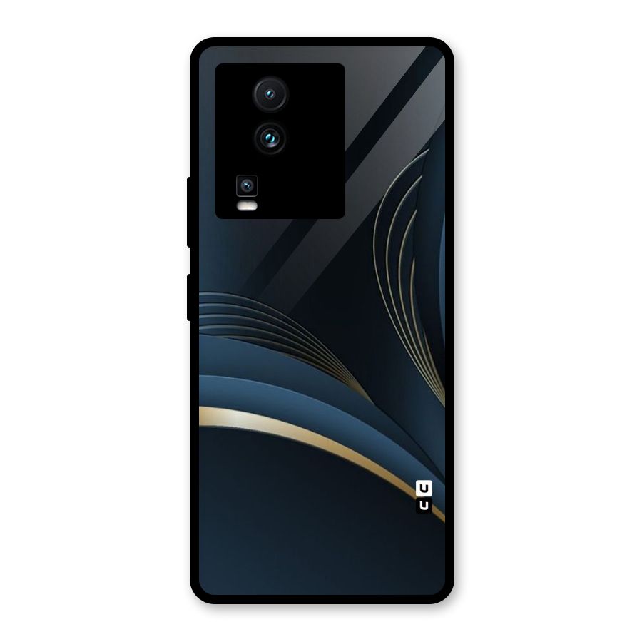 Gold Blue Beauty Glass Back Case for Vivo iQOO Neo 7 Pro