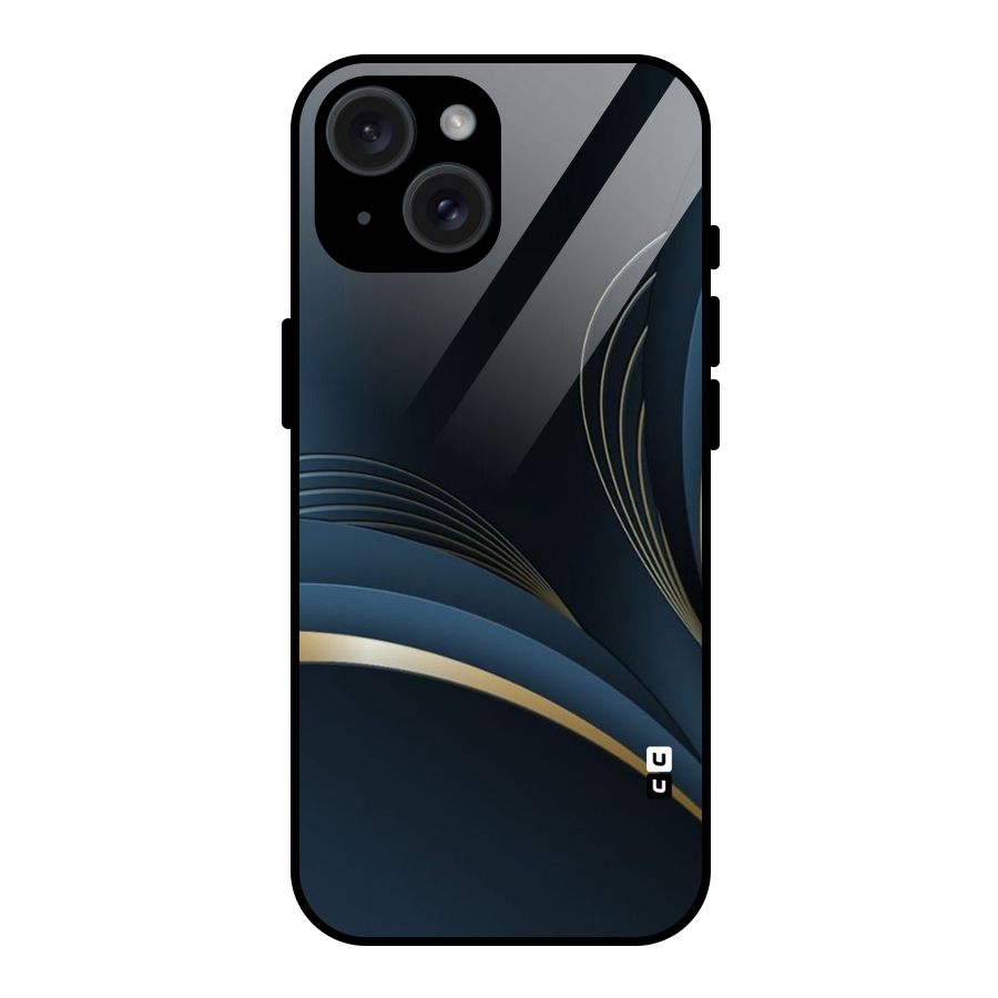 Gold Blue Beauty Glass Back Case for iPhone 15