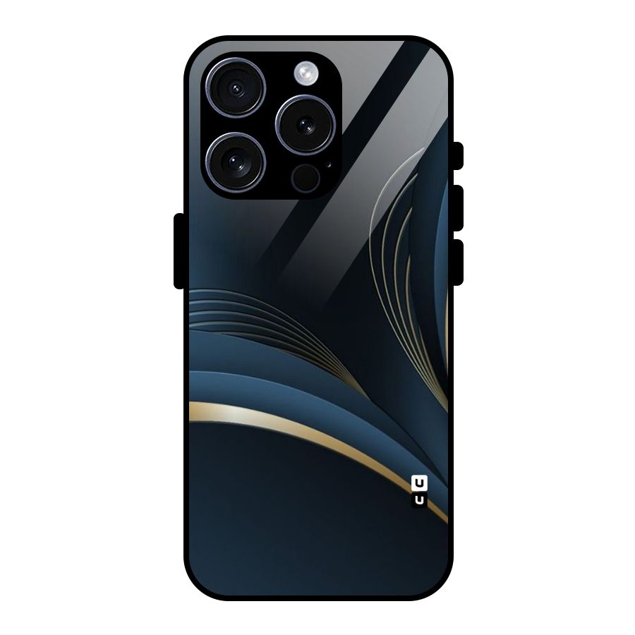 Gold Blue Beauty Glass Back Case for iPhone 15 Pro