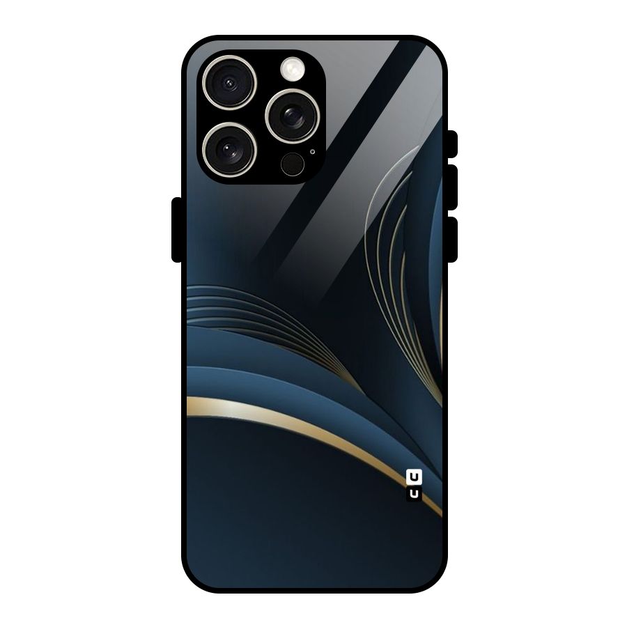 Gold Blue Beauty Glass Back Case for iPhone 15 Pro Max