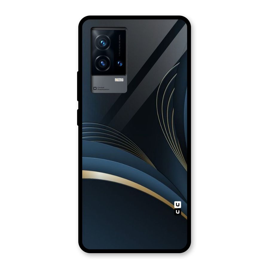 Gold Blue Beauty Glass Back Case for iQOO 9 5G