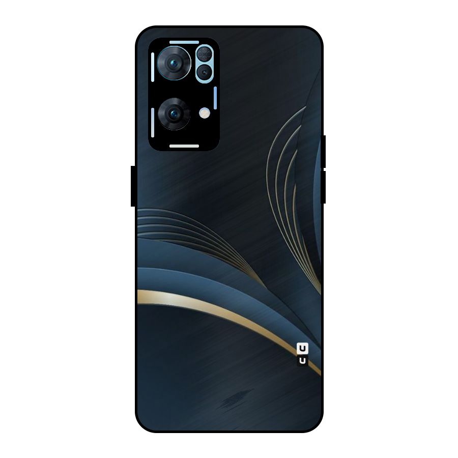 Gold Blue Beauty Metal Back Case for Oppo Reno7 Pro 5G