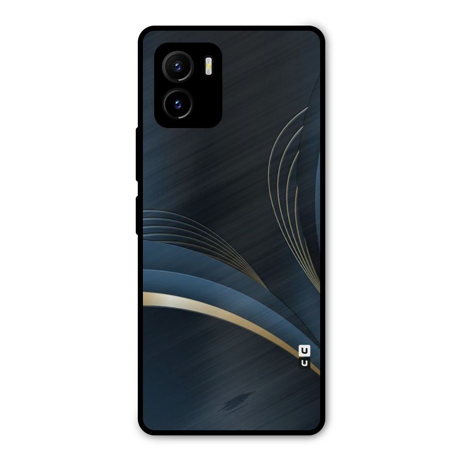Gold Blue Beauty Metal Back Case for Vivo Y15s