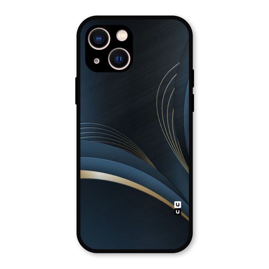 Gold Blue Beauty Metal Back Case for iPhone 13
