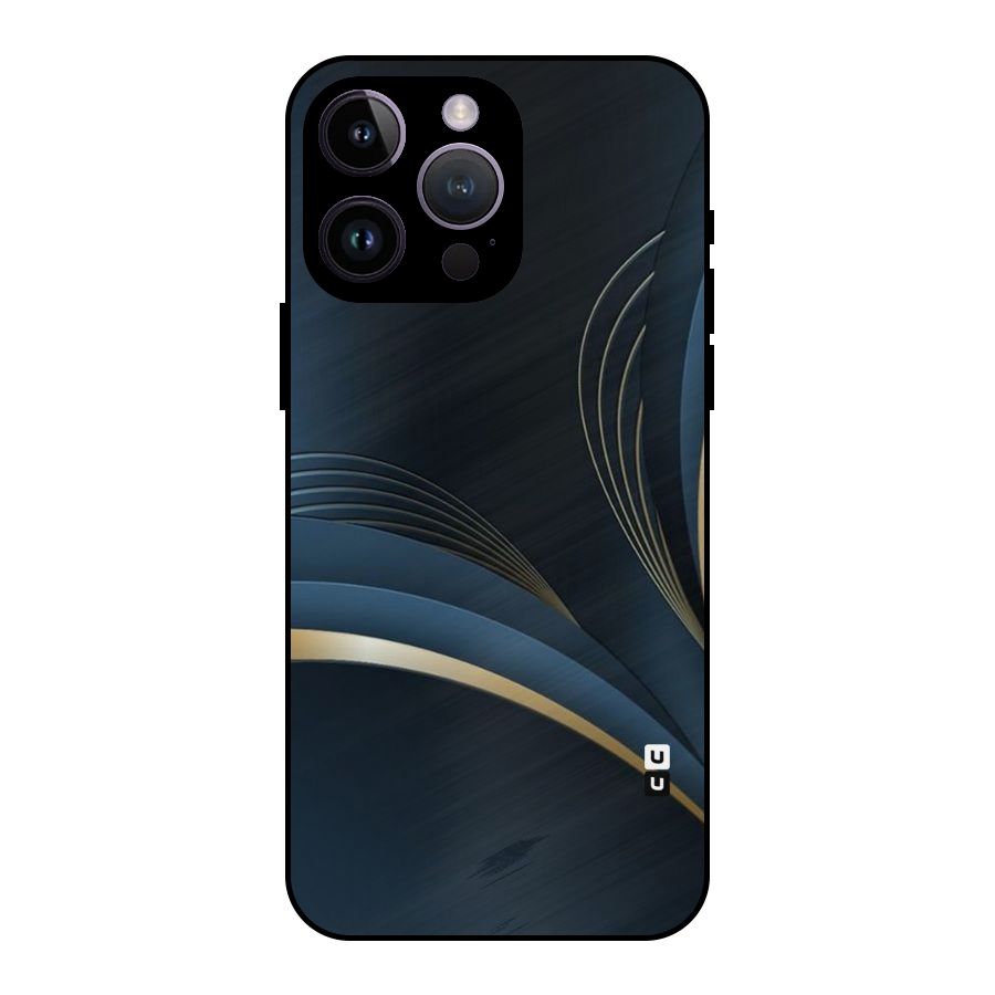 Gold Blue Beauty Metal Back Case for iPhone 14 Pro Max