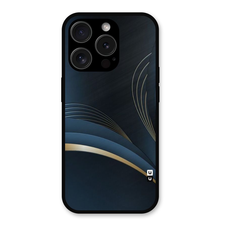 Gold Blue Beauty Metal Back Case for iPhone 15 Pro