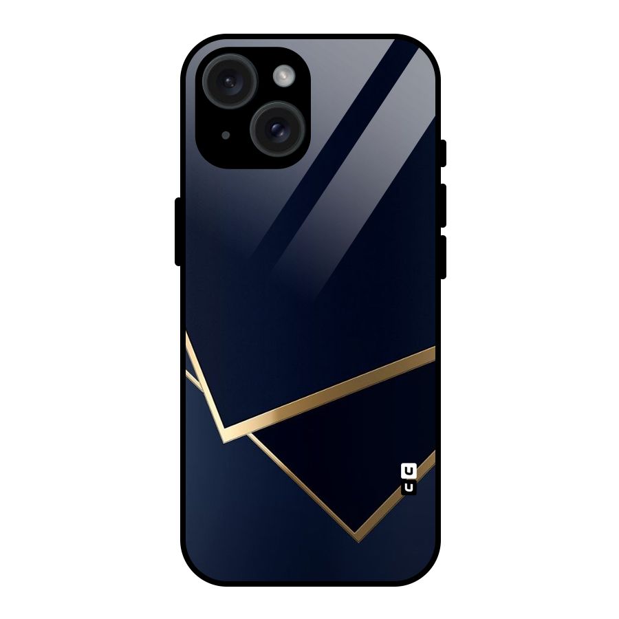 Gold Corners Glass Back Case for iPhone 15