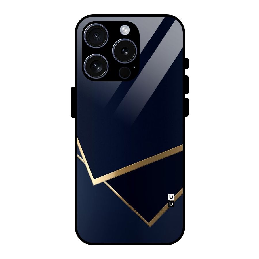 Gold Corners Glass Back Case for iPhone 15 Pro