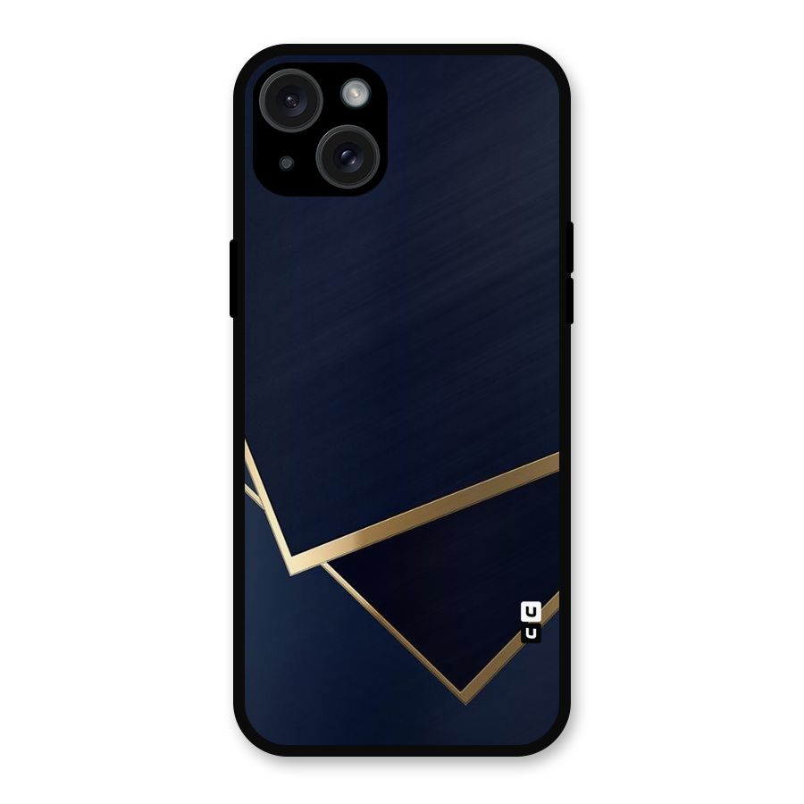 Gold Corners Metal Back Case for iPhone 15 Plus