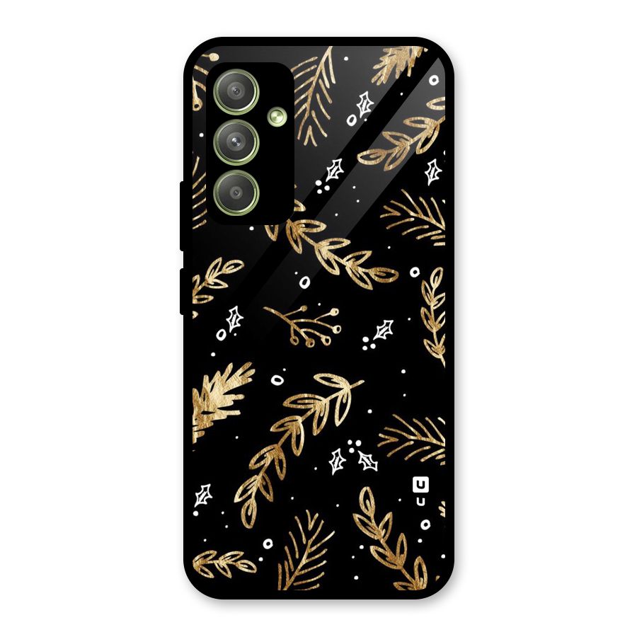 Gold Palm Leaves Glass Back Case for Galaxy A54