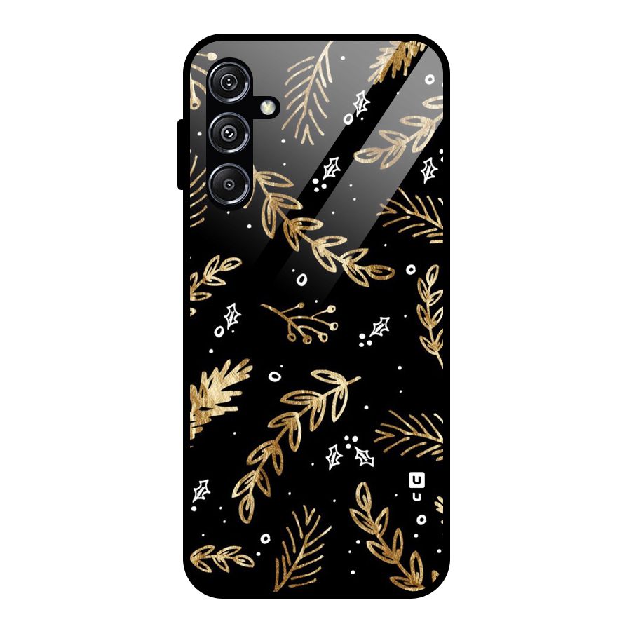 Gold Palm Leaves Glass Back Case for Galaxy M34 5G