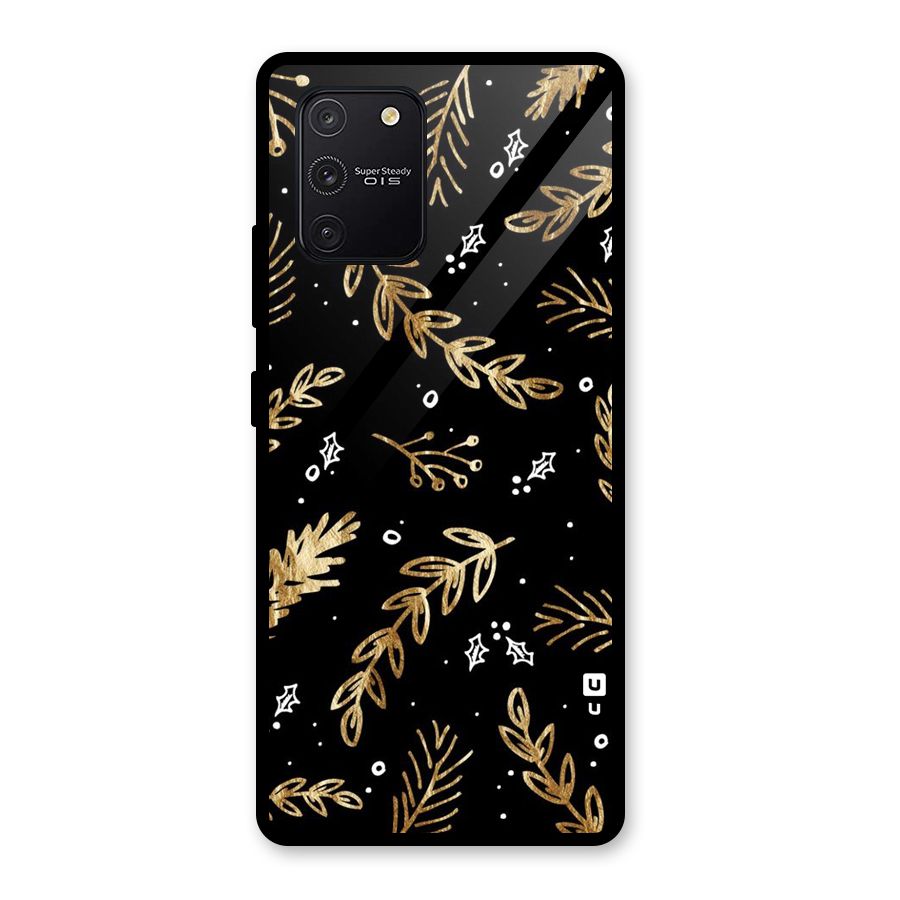 Gold Palm Leaves Glass Back Case for Galaxy S10 Lite