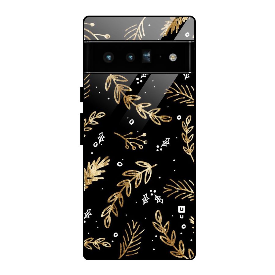 Gold Palm Leaves Glass Back Case for Google Pixel 6 Pro