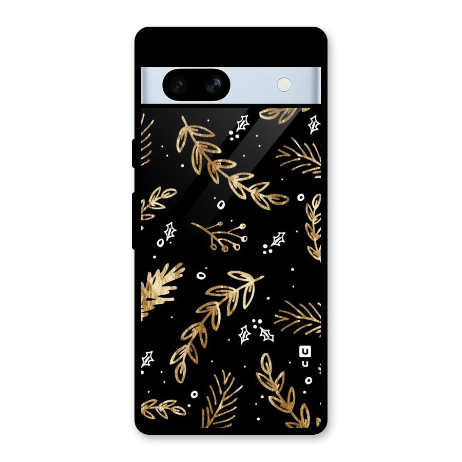 Gold Palm Leaves Glass Back Case for Google Pixel 7a