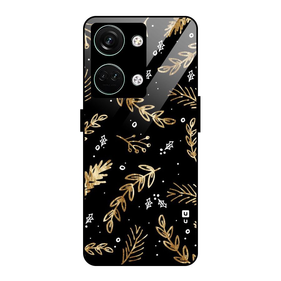 Gold Palm Leaves Glass Back Case for Oneplus Nord 3