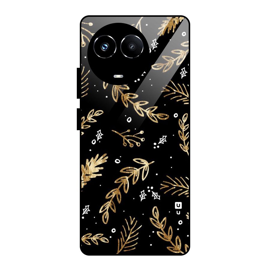 Gold Palm Leaves Glass Back Case for Realme 11X