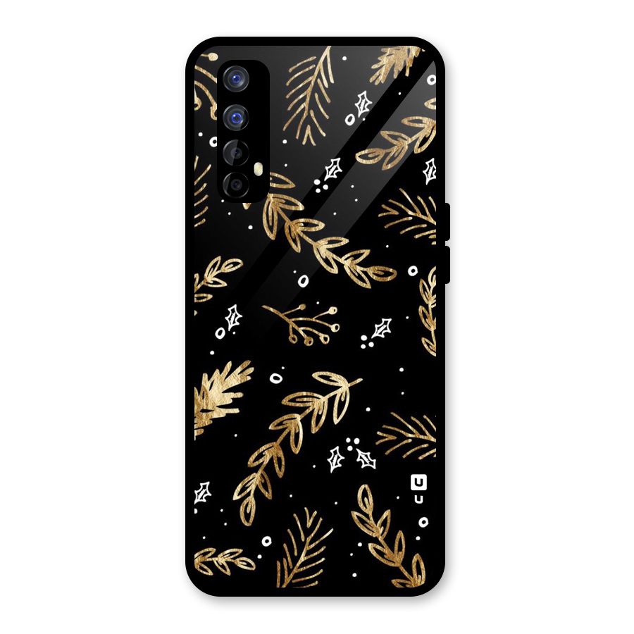 Gold Palm Leaves Glass Back Case for Realme 7