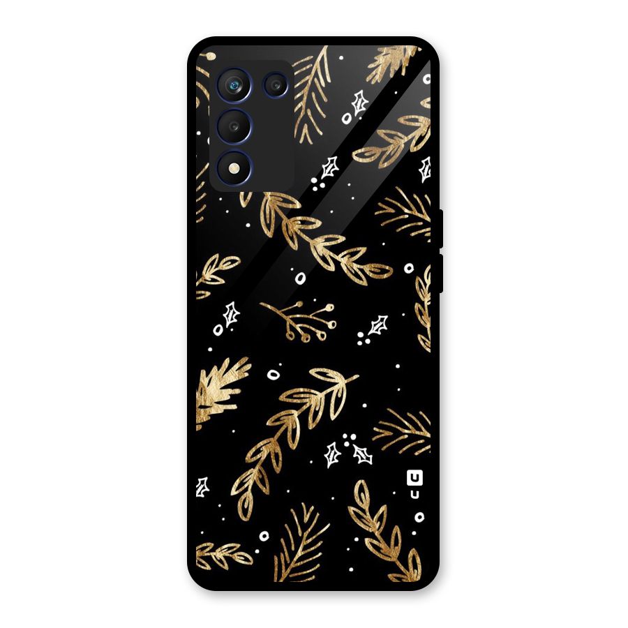 Gold Palm Leaves Glass Back Case for Realme 9 5G Speed
