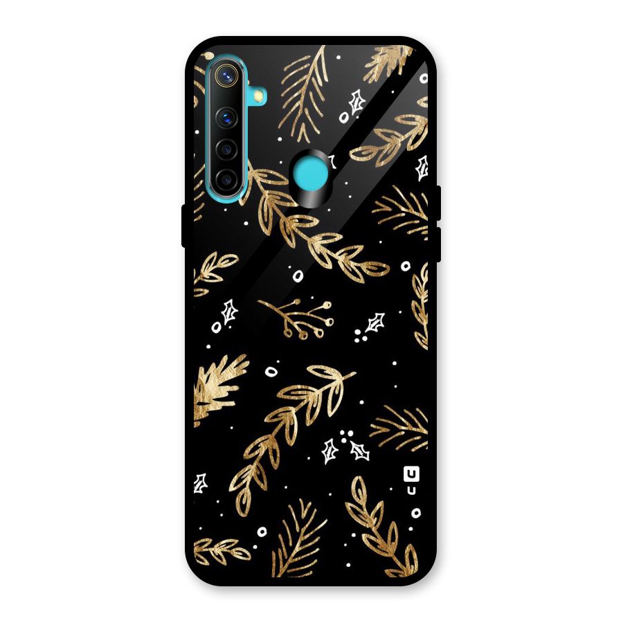 Gold Palm Leaves Glass Back Case for Realme Narzo 10