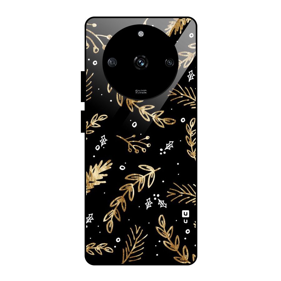 Gold Palm Leaves Glass Back Case for Realme Narzo 60 5G