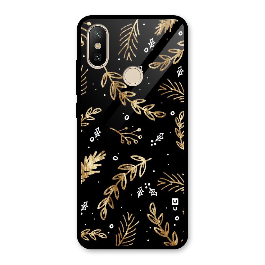 Gold Palm Leaves Glass Back Case for Redmi A2