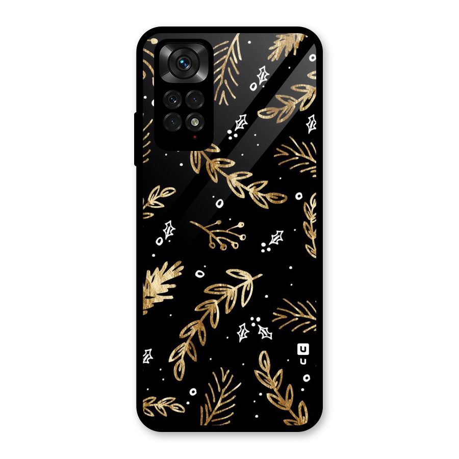 Gold Palm Leaves Glass Back Case for Redmi Note 11S