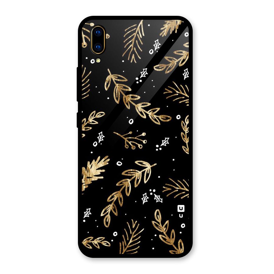 Gold Palm Leaves Glass Back Case for Vivo V11 Pro