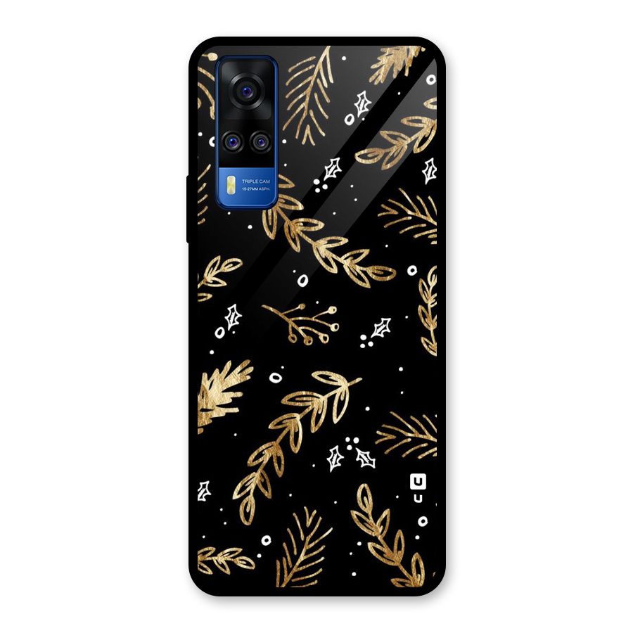 Gold Palm Leaves Glass Back Case for Vivo Y31