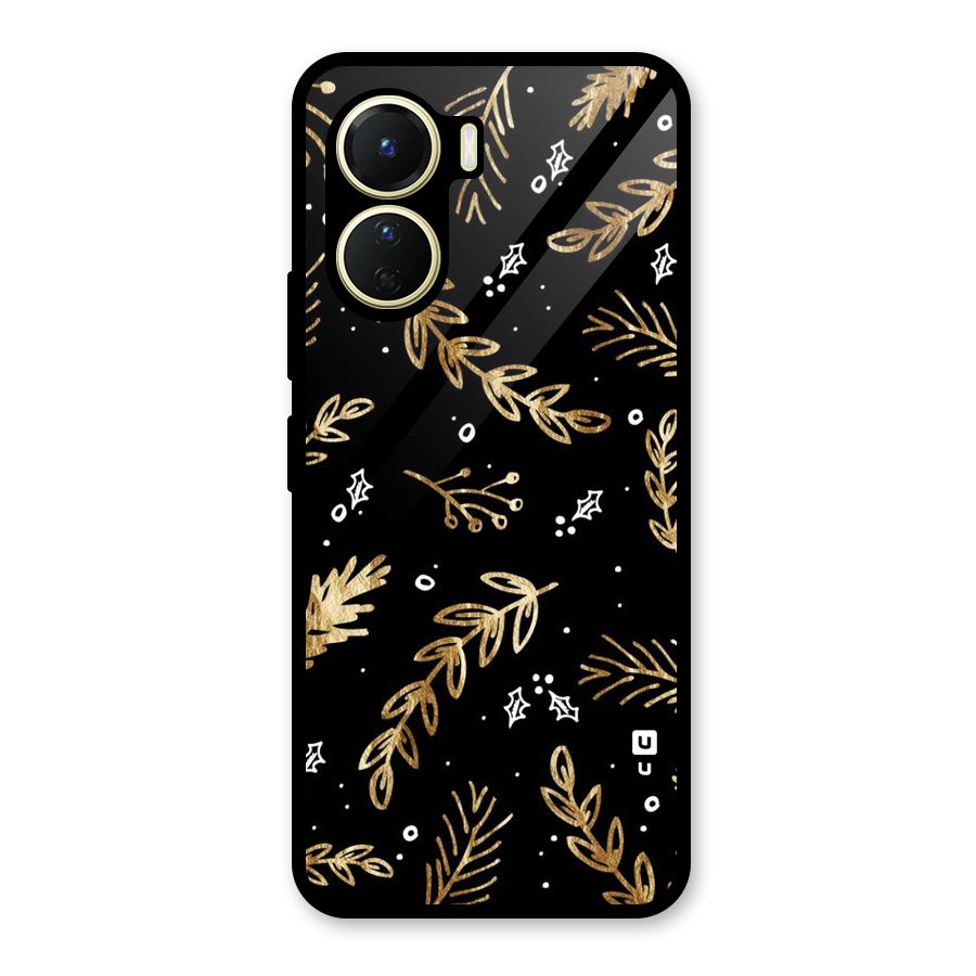 Gold Palm Leaves Glass Back Case for Vivo Y56