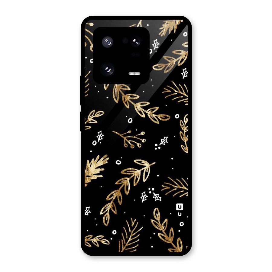 Gold Palm Leaves Glass Back Case for Xiaomi 13 Pro