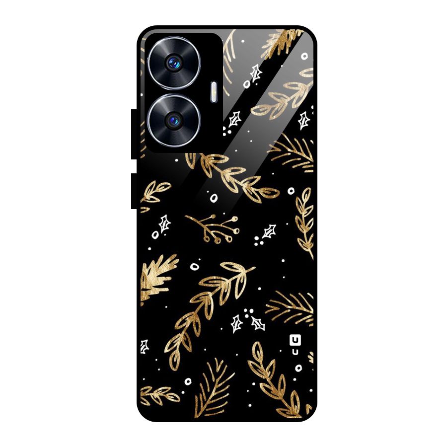 Gold Palm Leaves Glass Back Case for realme C55