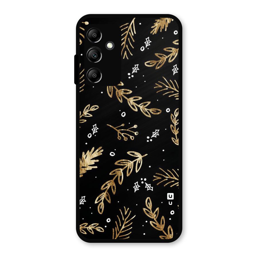 Gold Palm Leaves Metal Back Case for Galaxy A14 5G