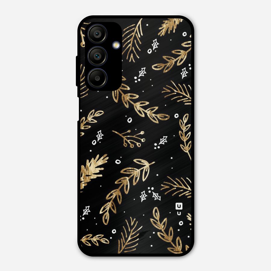 Gold Palm Leaves Metal Back Case for Galaxy A15 5G