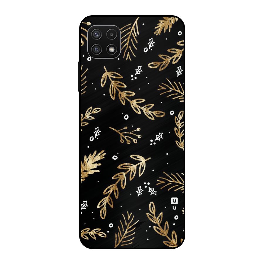 Gold Palm Leaves Metal Back Case for Galaxy A22 5G