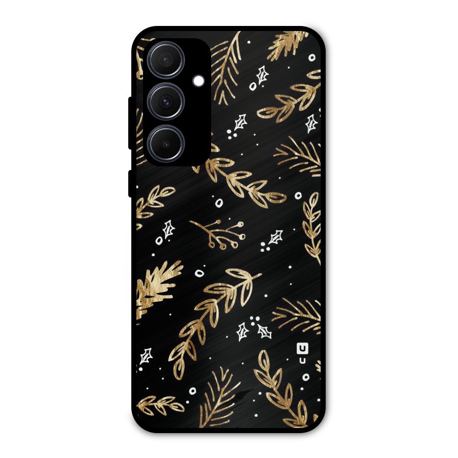 Gold Palm Leaves Metal Back Case for Galaxy A35