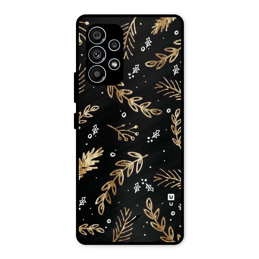 Gold Palm Leaves Metal Back Case for Galaxy A53 5G