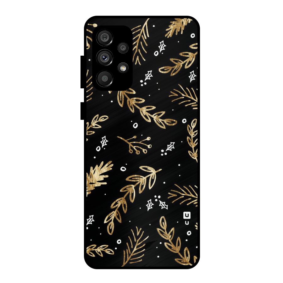 Gold Palm Leaves Metal Back Case for Galaxy A73 5G