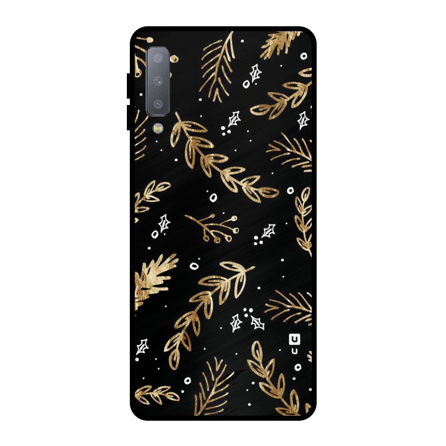 Gold Palm Leaves Metal Back Case for Galaxy A7 (2018)