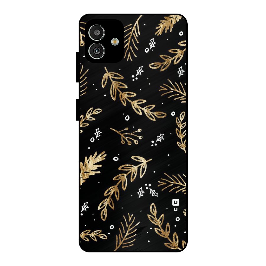 Gold Palm Leaves Metal Back Case for Galaxy M13 5G