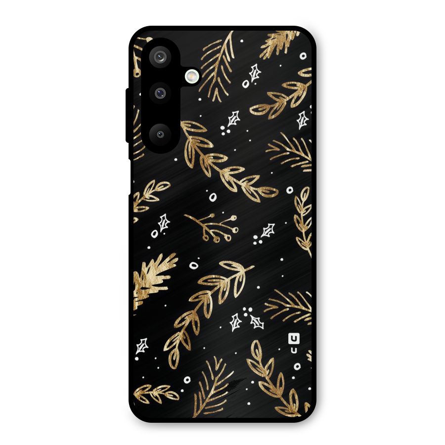 Gold Palm Leaves Metal Back Case for Galaxy M16