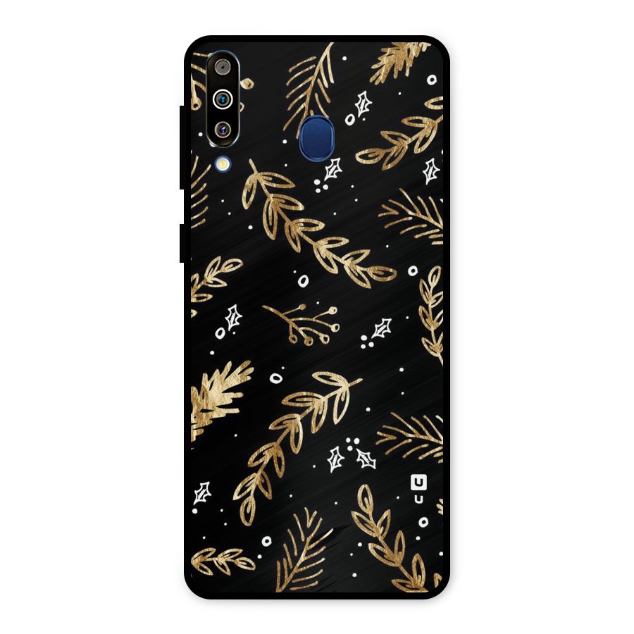 Gold Palm Leaves Metal Back Case for Galaxy M30