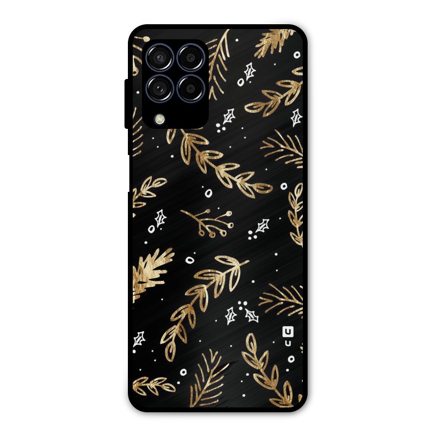 Gold Palm Leaves Metal Back Case for Galaxy M53 5G